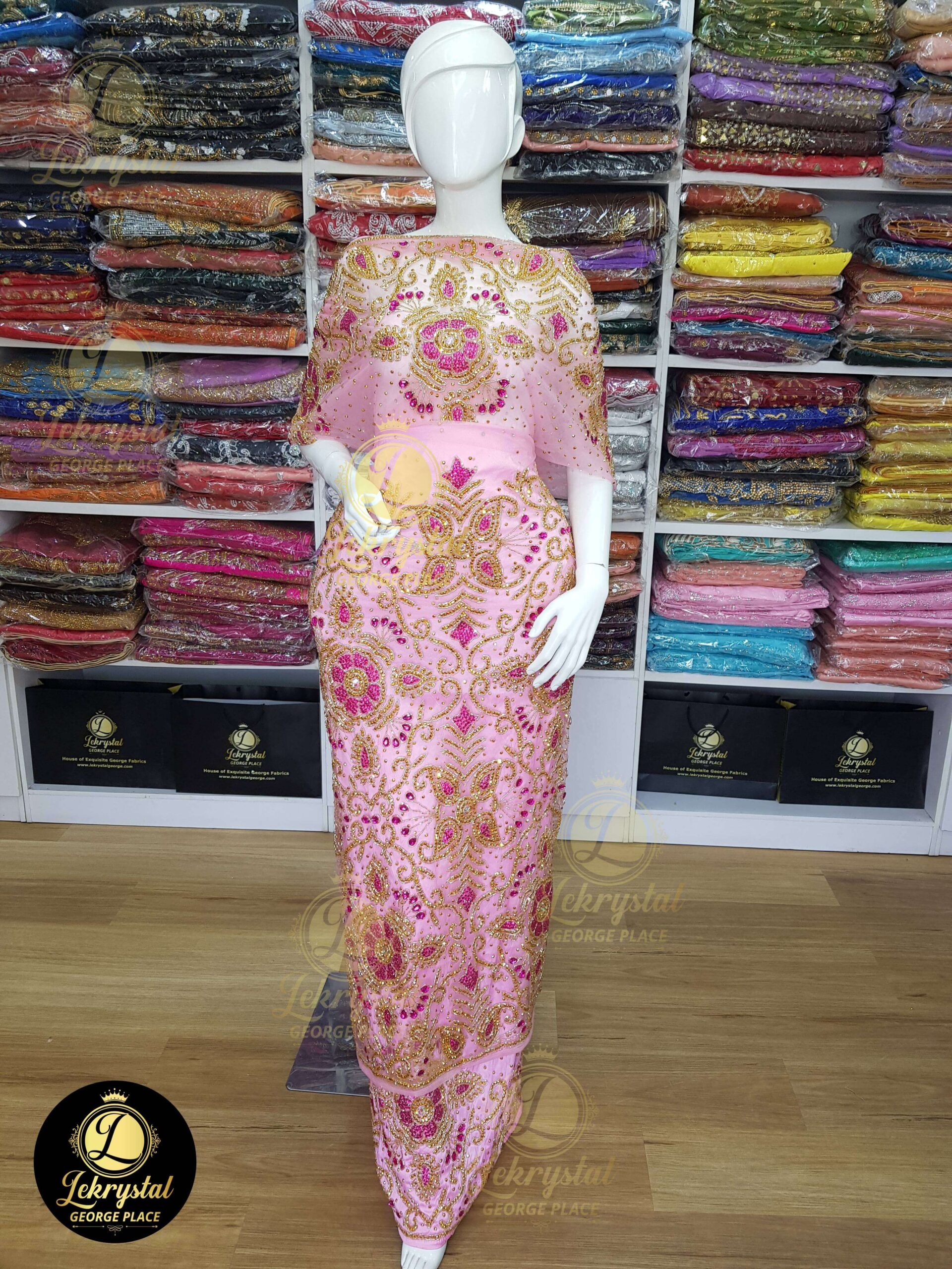 Baby Pink with Gold & Fuchsia Stones