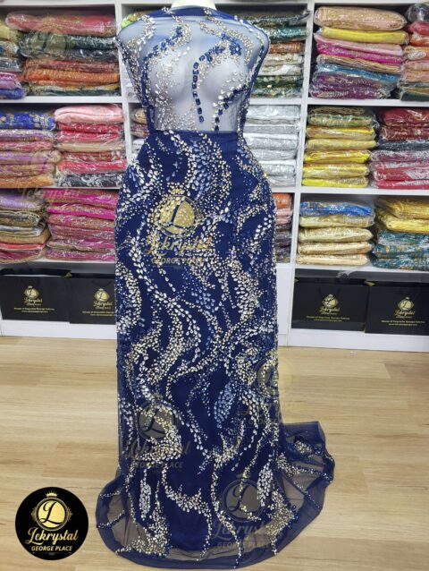 Crystal Fabric Full Work Navy Blue